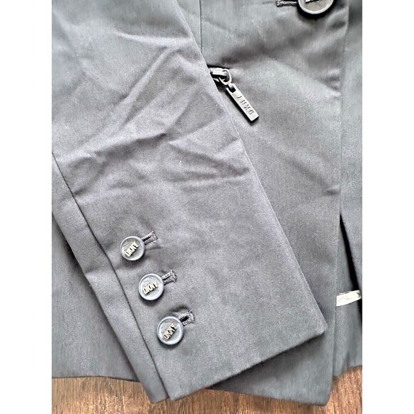DKNY Women's Petite One-Button Blazer Cotton Zip-Pockets Formal Jacket Navy 14P - Picture 8 of 13